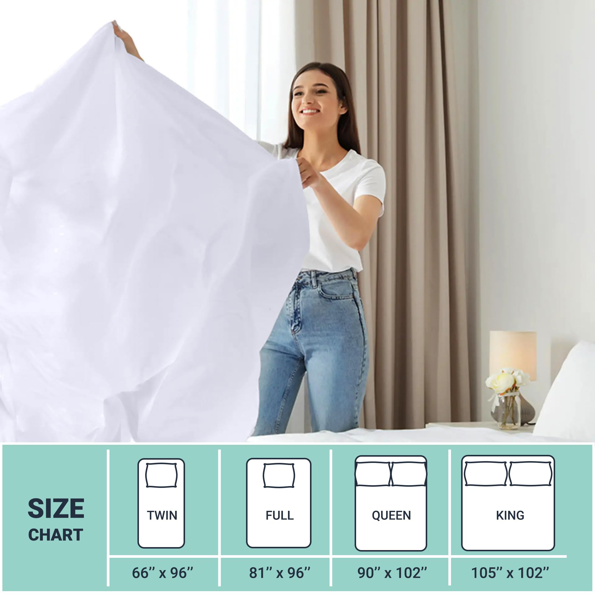ZPECC King flat sheet machine-washable design for easy care.