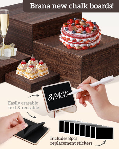 Zplontya paulownia wood risers feature smooth, splinter-free surfaces for safe display