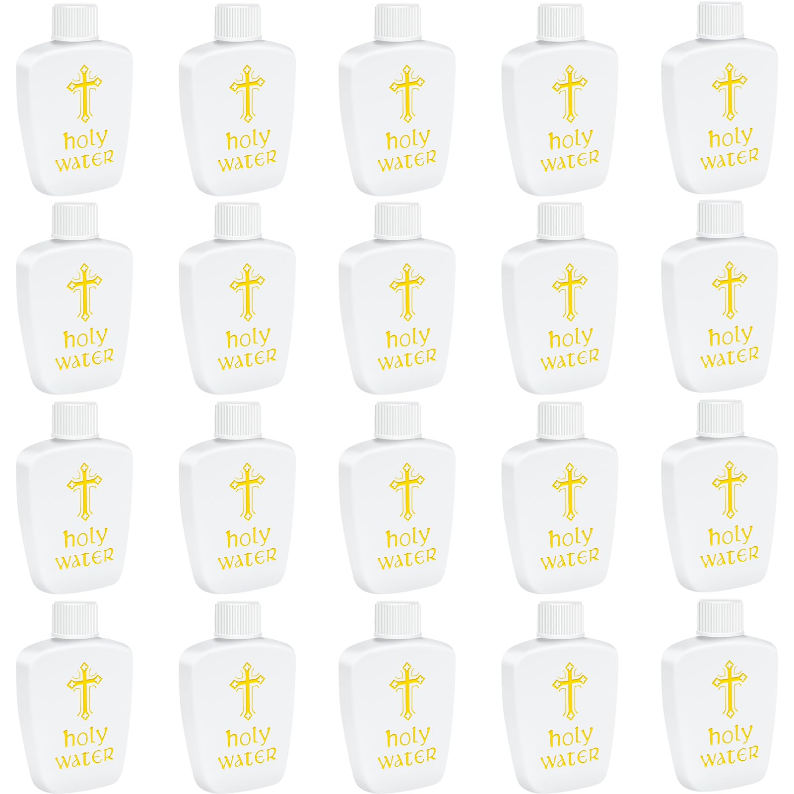 ZPOYOT 40-pack holy water bottles with cross logo for church ceremonies and easy handling.