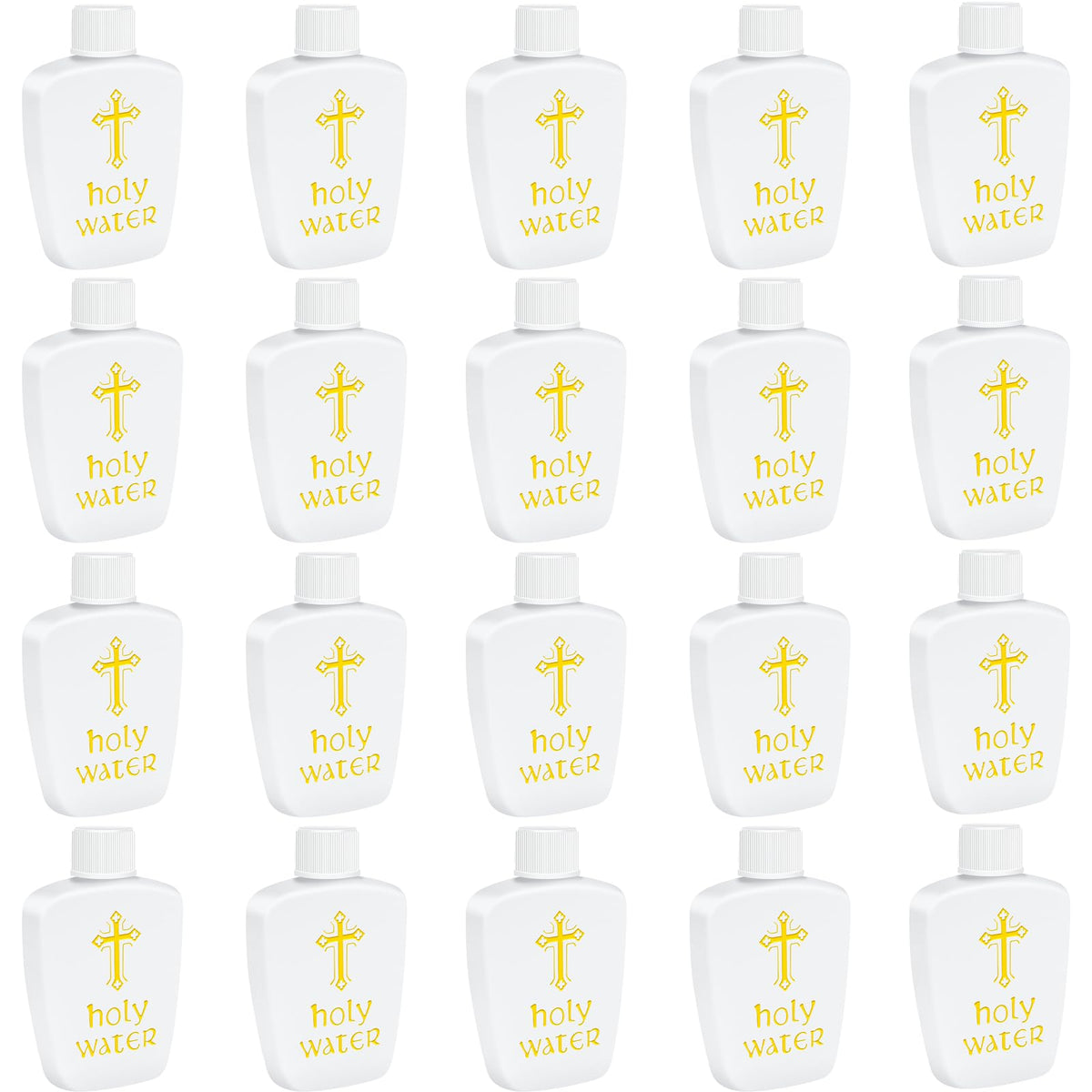 ZPOYOT 40-pack holy water bottles with cross logo for church ceremonies and easy handling.