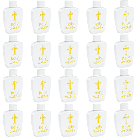 ZPOYOT 40-pack holy water bottles with cross logo for church ceremonies and easy handling.