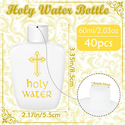 ZPOYOT holy water bottle closeup highlights gold cross and secure lid for leaks prevention.