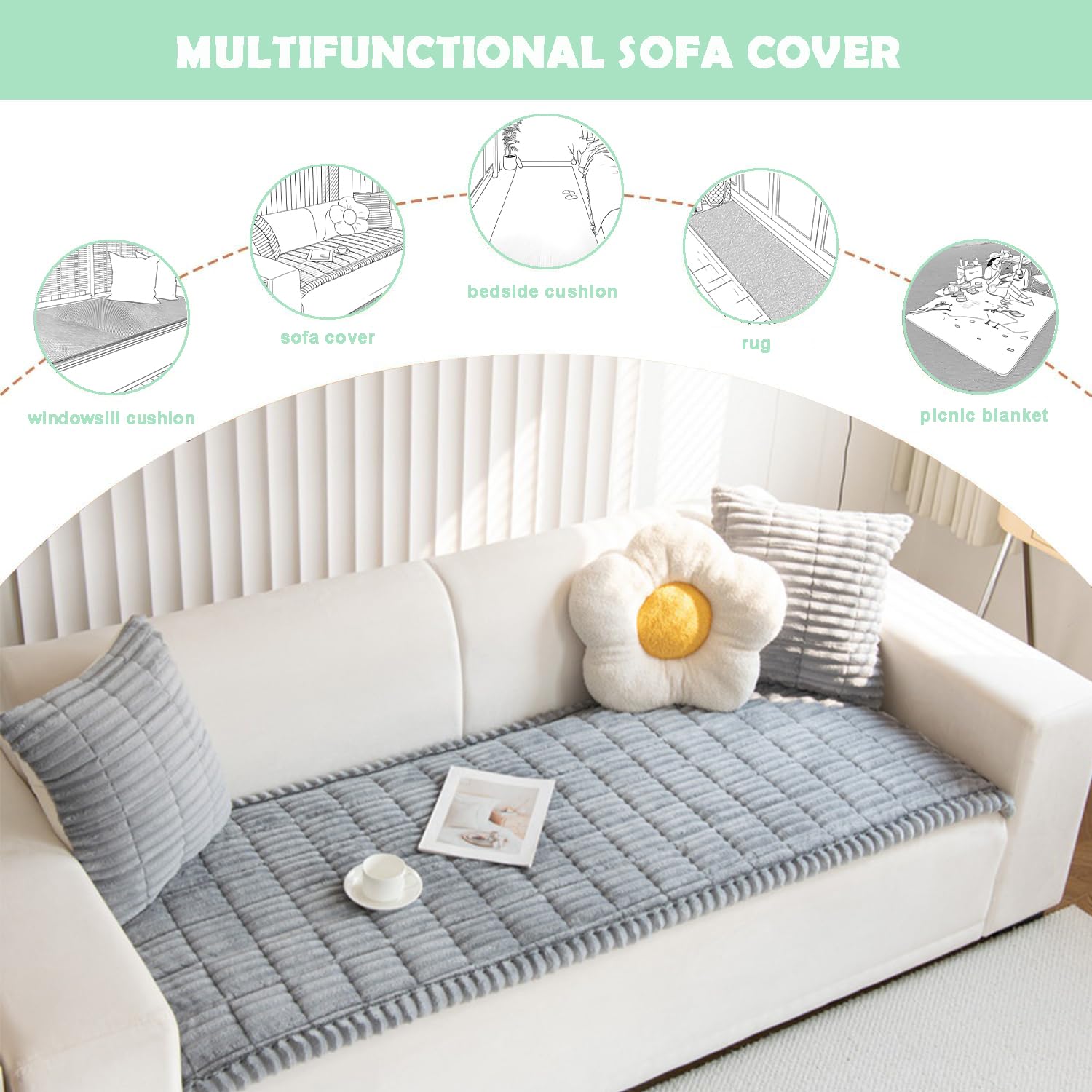 ZQFFB cover easy to attach for quick sofa protection.