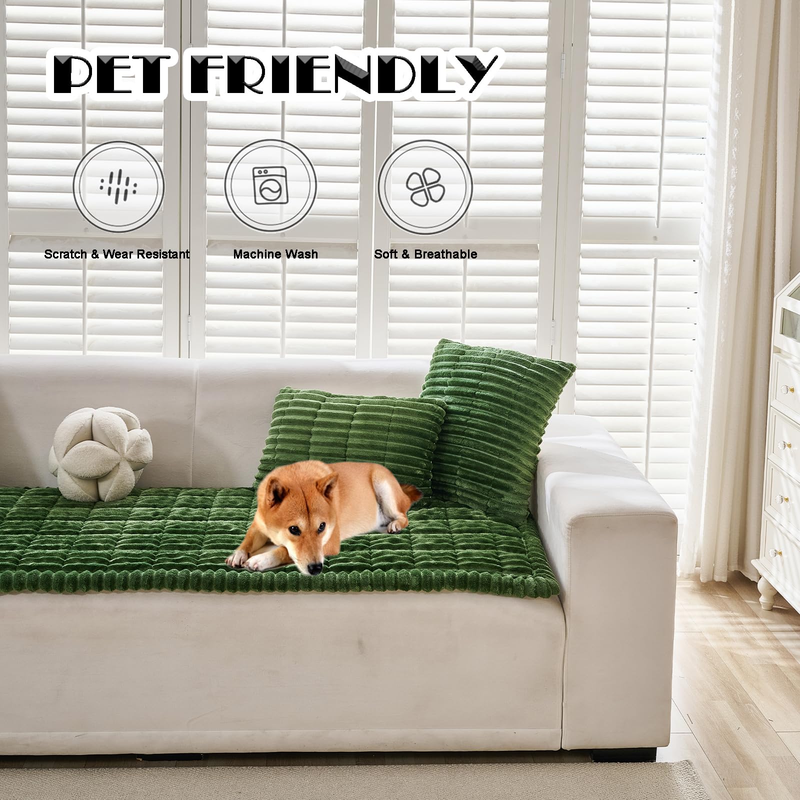 ZQFFB couch cover with nonslip backing keeps your sofa in place.