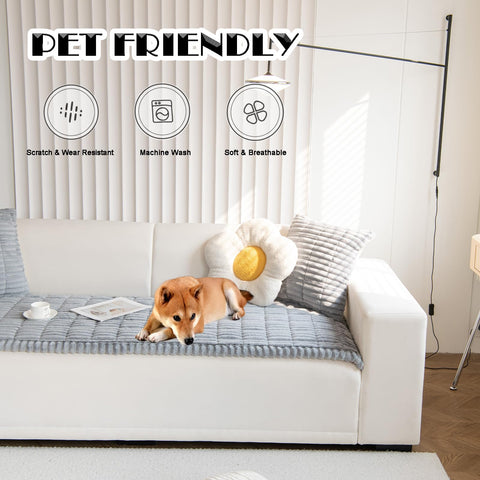 ZQFFB pet couch cover side view showing non-slip backing for stable seating.
