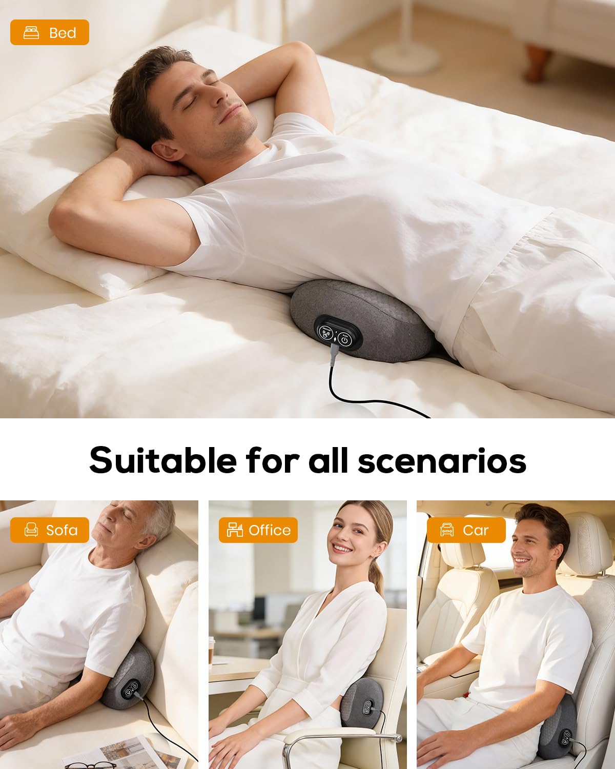 Zrpeo adjustable height lumbar design fits different chairs and beds