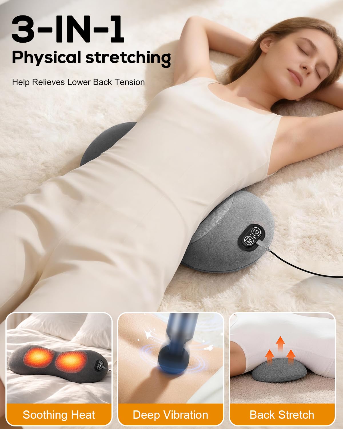 Zrpeo lumbar-support with massage and heat improves posture during long sitting