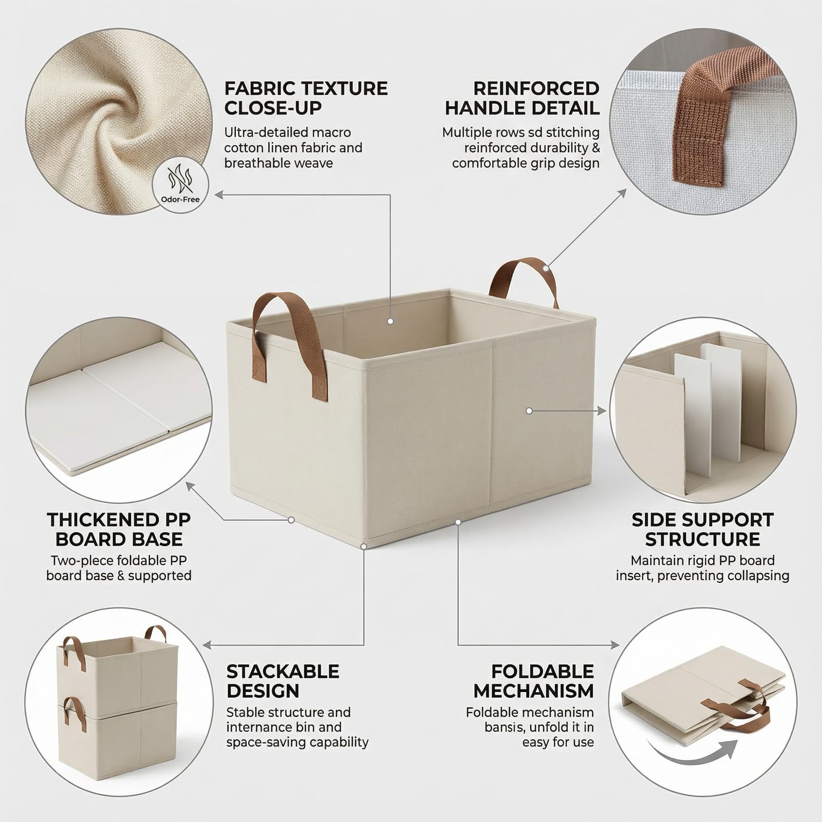 Folded-flat view of Zruitong storage bins demonstrates space-saving design.
