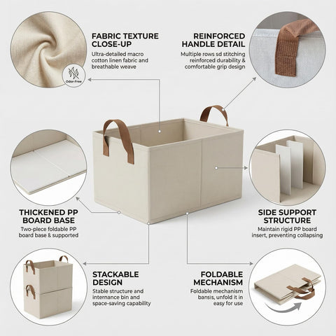 Folded-flat view of Zruitong storage bins demonstrates space-saving design.
