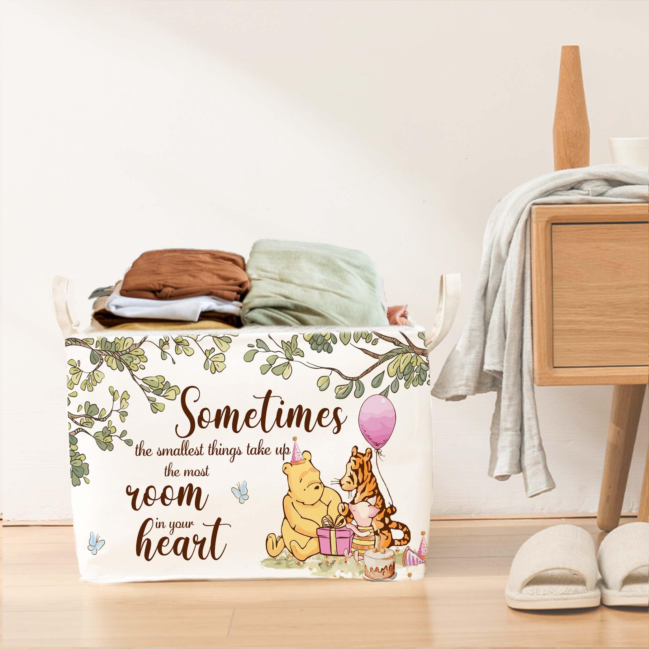 ZsaTuiy Winnie room decor storage basket in nursery or living space
