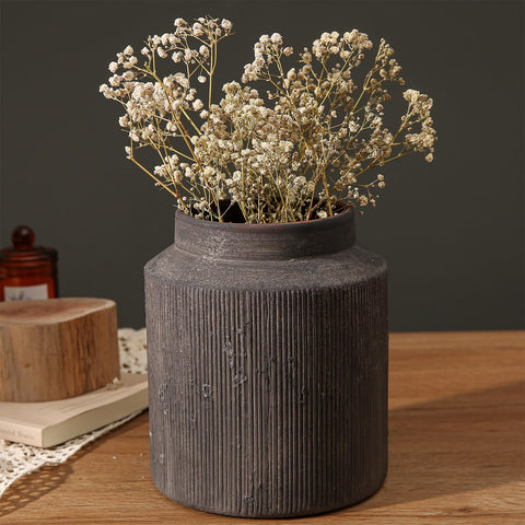 ZSHLXM rustic vase with ribbed design for elegant farmhouse decor
