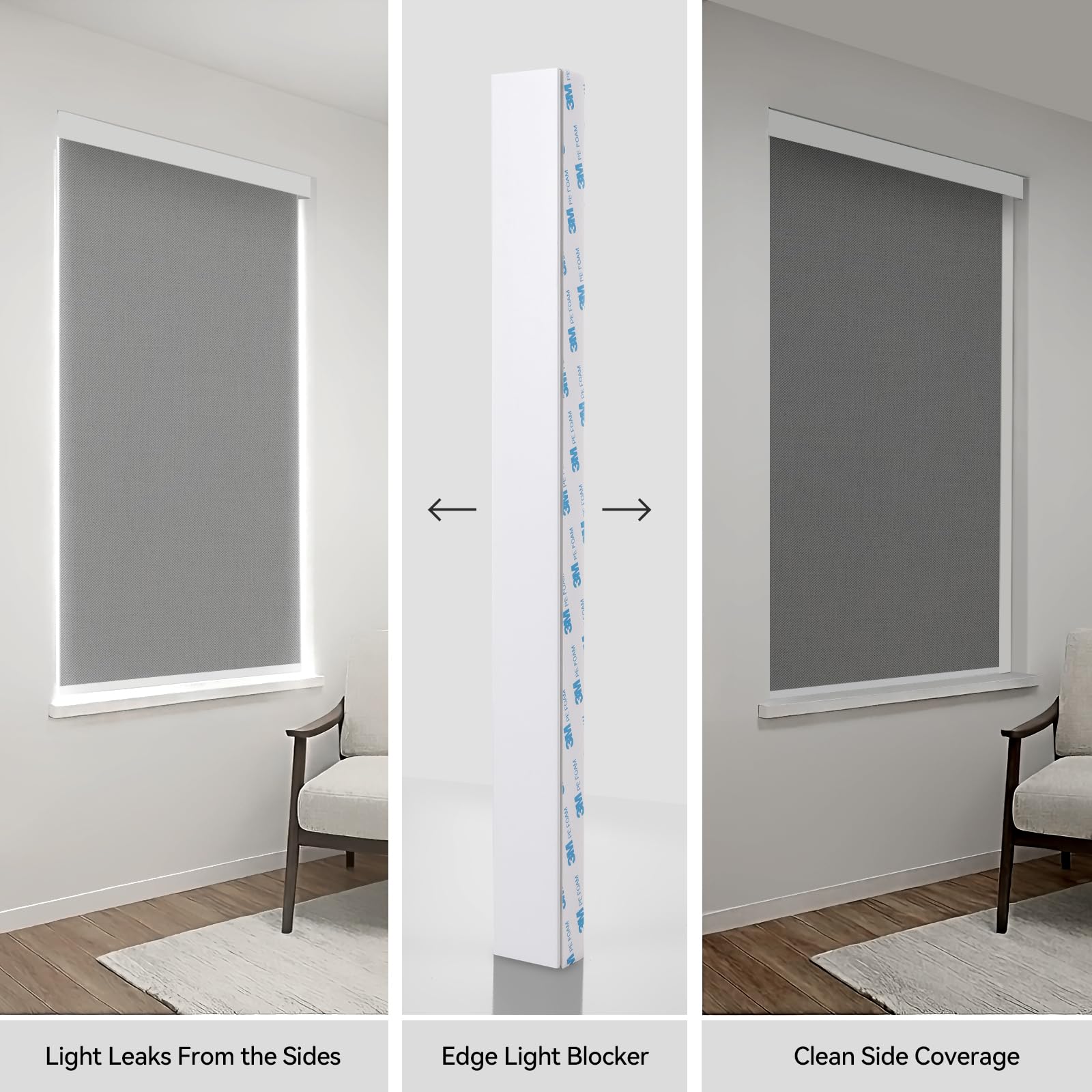 ZSTARR adhesive light blockers; easy peel-and-stick installation for quick setup.