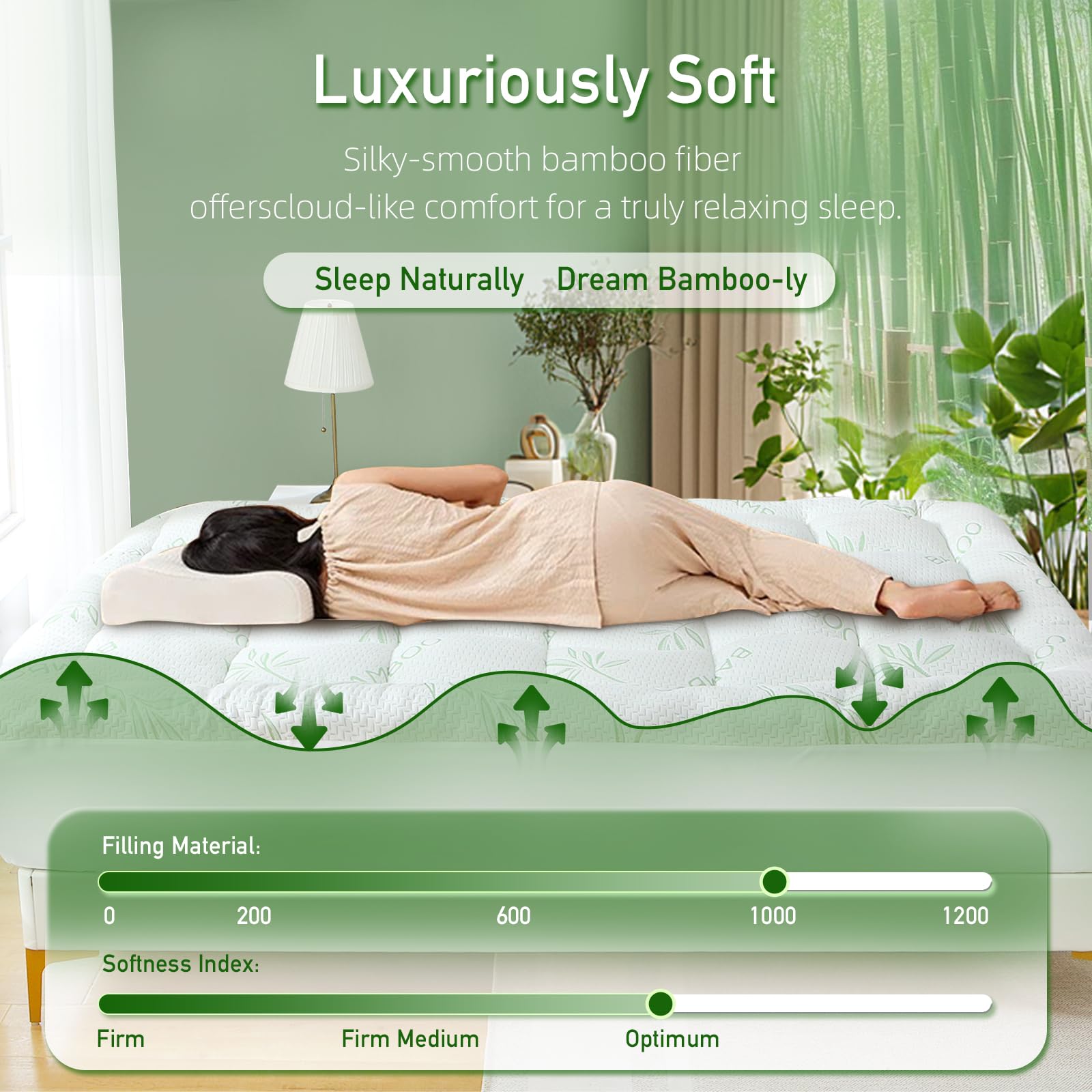 ZTVZTV viscose bamboo fabric detail highlights breathable cover for cooler sleep