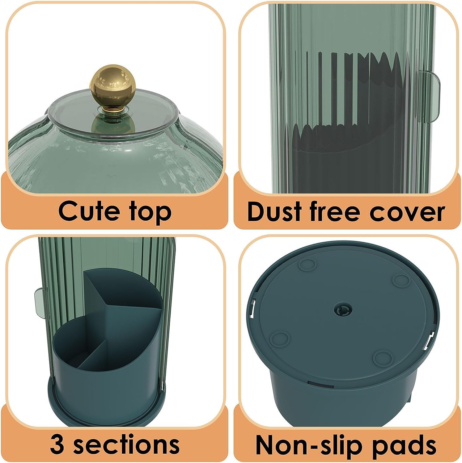 Zufudo three compartments organize different item sizes in the holder.