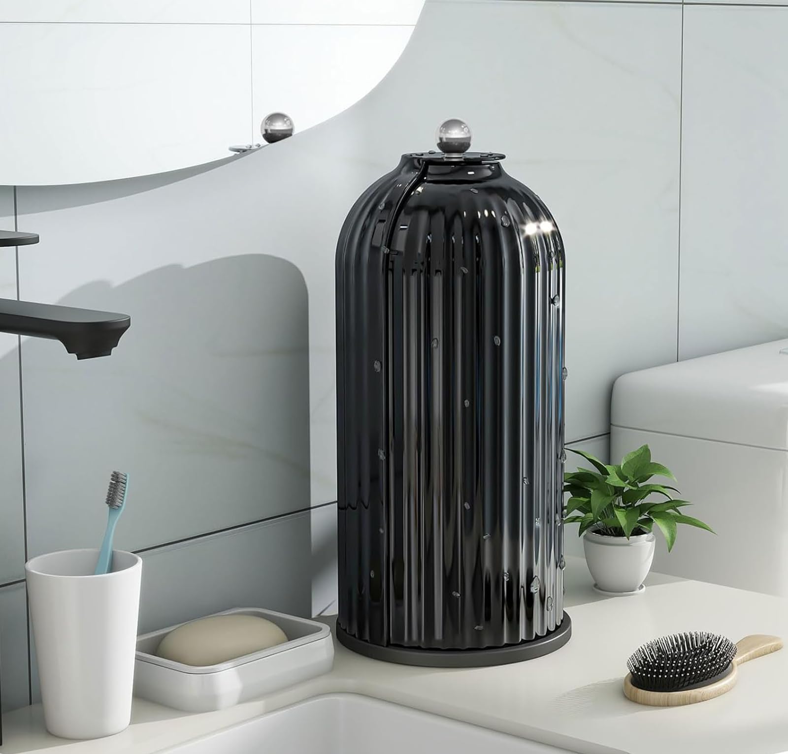 Zufudo makeup brush organizer slots keep cosmetics brushes neatly separated.