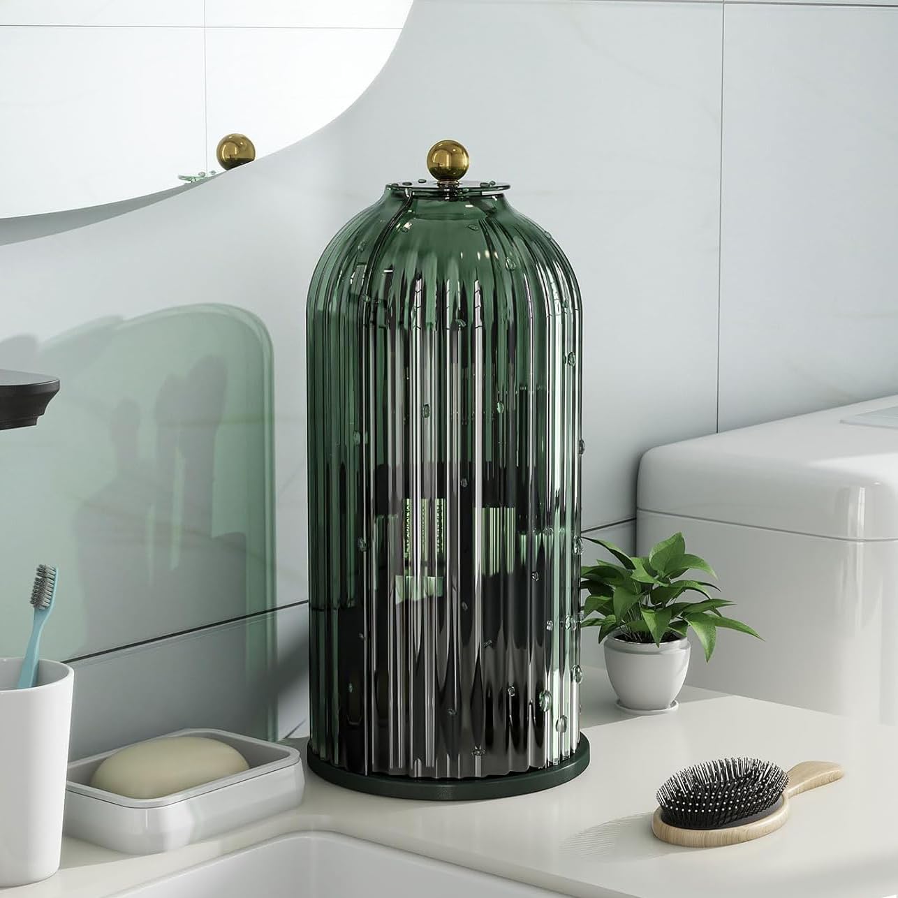 Zufudo makeup brushes slot placed alongside toothbrushes for organization.
