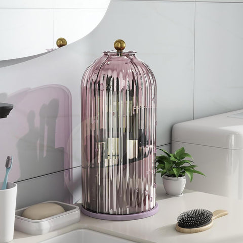 Zufudo compact, space-saving holder helps declutter bathroom countertops.