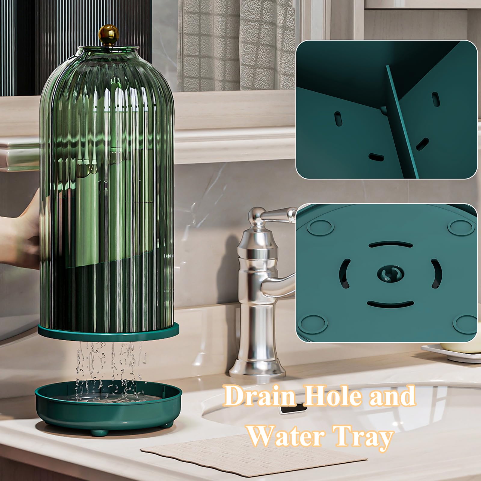 Zufudo toothbrush holder with 180-degree door for dustproof use.
