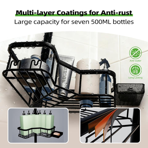 Anti-tip springs and non-slip feet stabilize the caddy on corners.