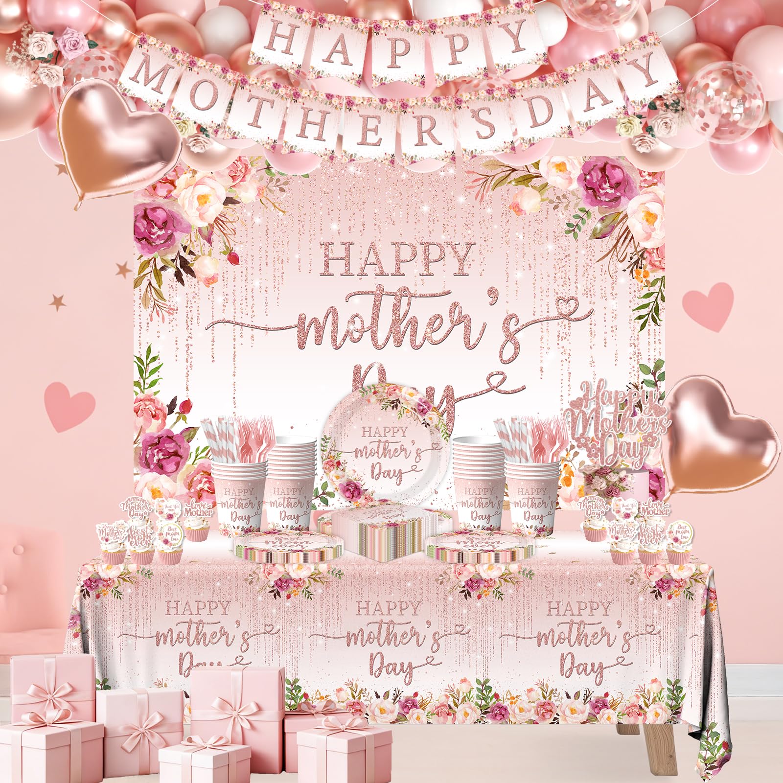 ZUIDAWU Happy Mother's Day backdrop and banner for décor.