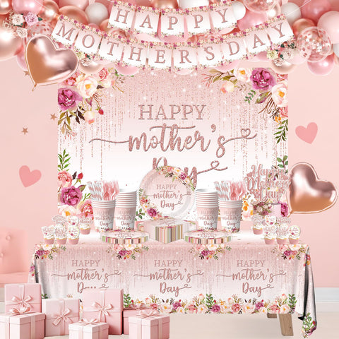 ZUIDAWU Happy Mother's Day backdrop and banner for décor.