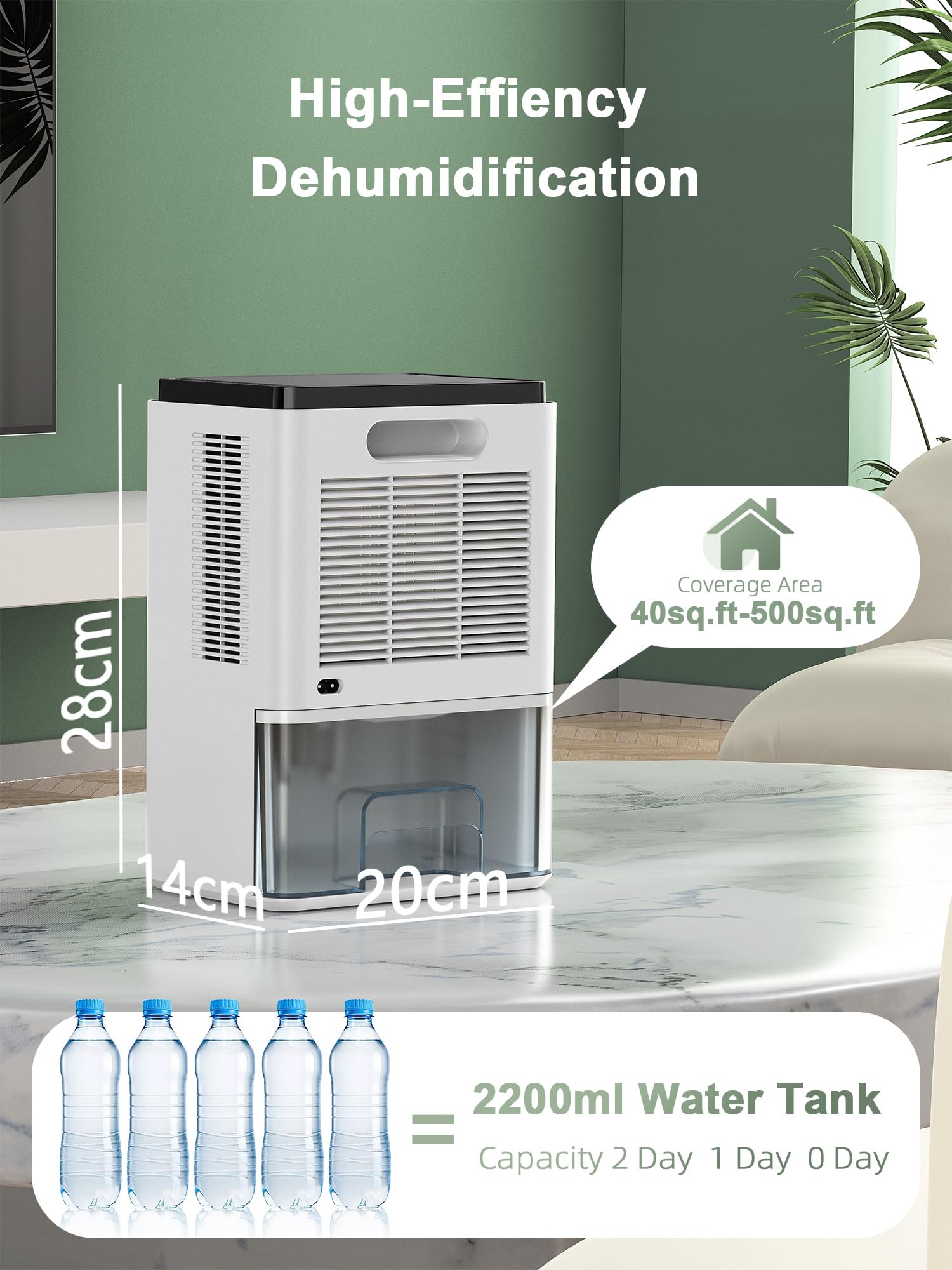 ZUKBEN dehumidifier portable design makes it easy to move between rooms