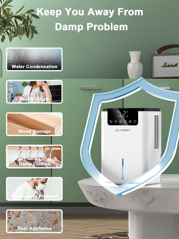 ZUKBEN dehumidifier sleep mode provides quiet atmosphere for restful nights