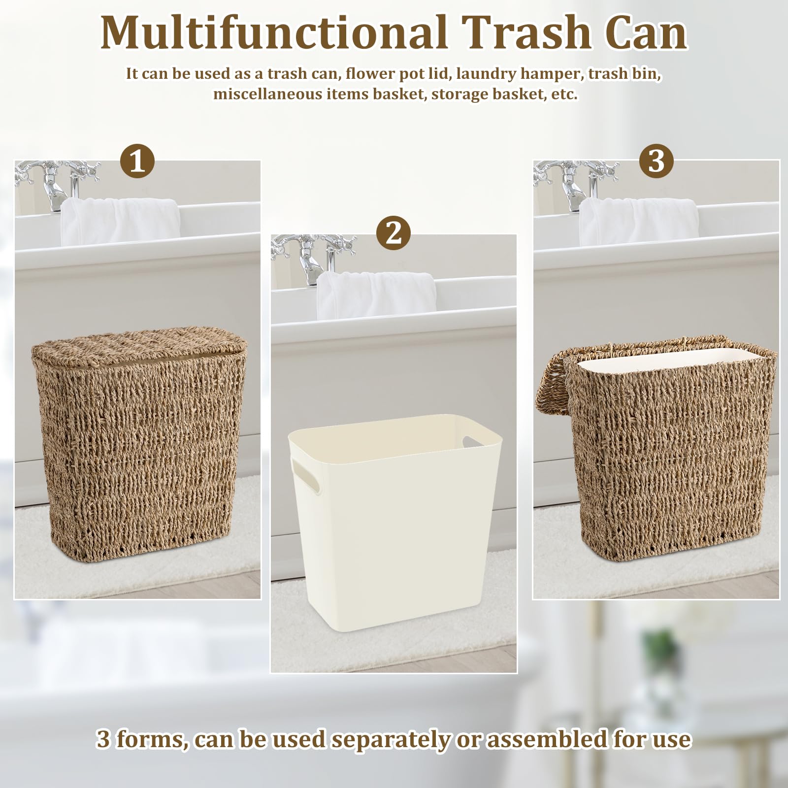 ZUNKNOD compact 2.5 gallon bin fits bathrooms and desks.