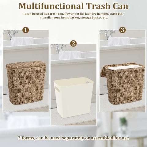 ZUNKNOD compact 2.5 gallon bin fits bathrooms and desks.