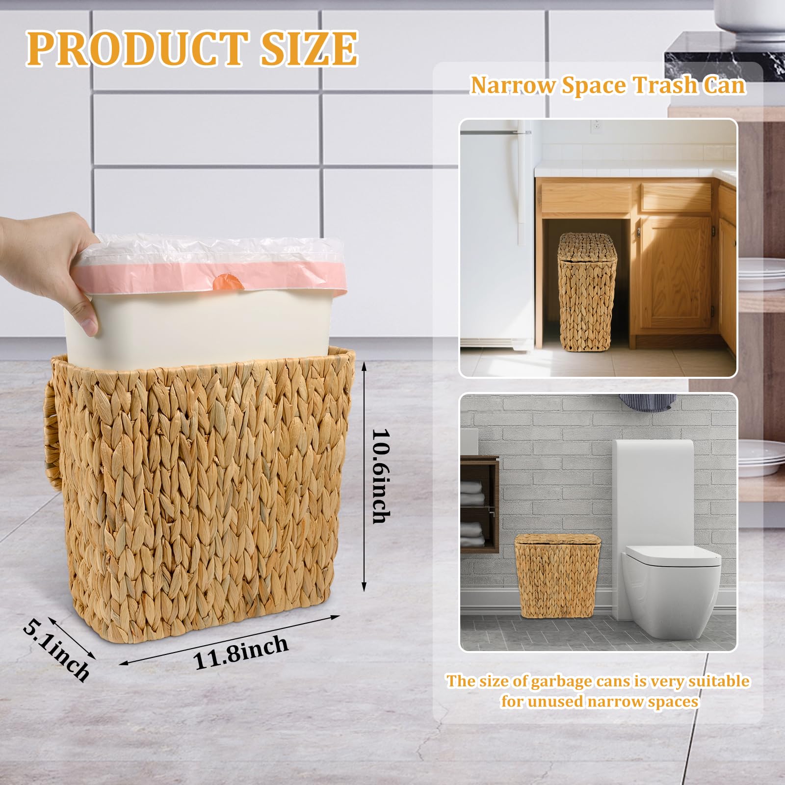 ZUNKNOD water hyacinth basket fits bedrooms or offices with subtle boho charm.