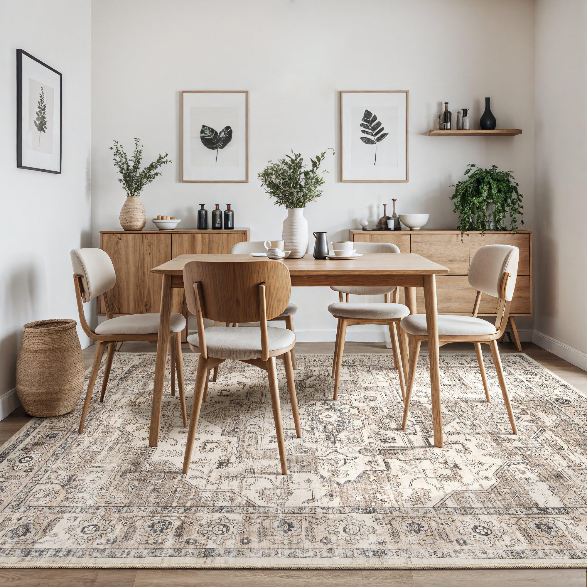 ZUNTKON tea brown area rug in home office adds style and durability