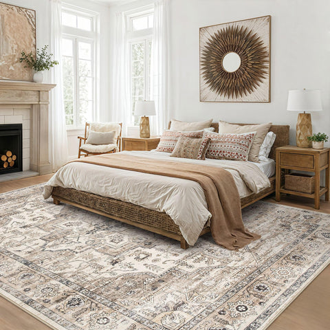 ZUNTKON tea brown area rug washable design for easy cleaning after spills
