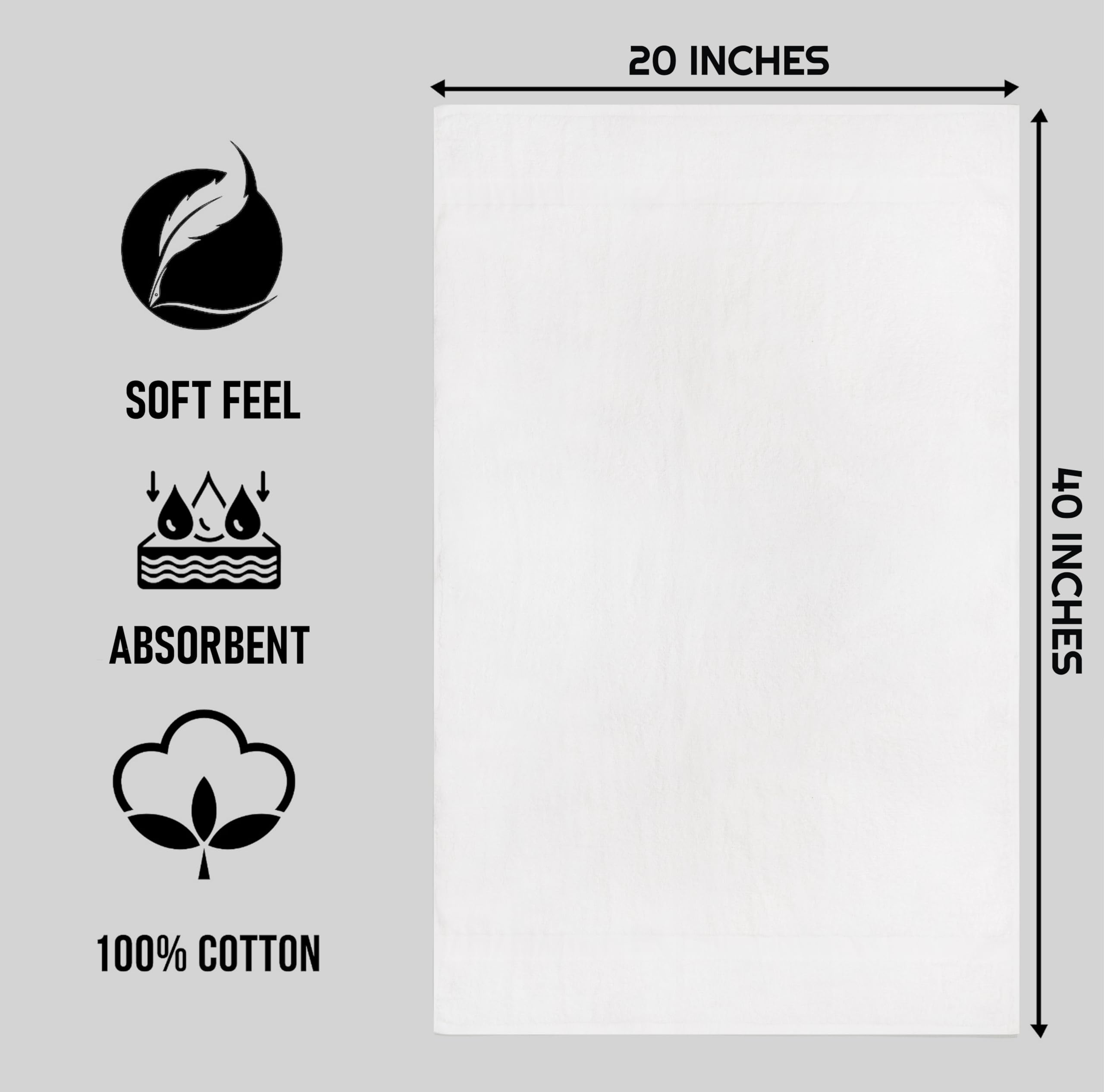 ZUPERIA 20x40 white towel, quick-dry design ideal for gyms and hospitality.