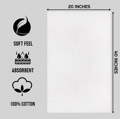 ZUPERIA 20x40 white towel, quick-dry design ideal for gyms and hospitality.