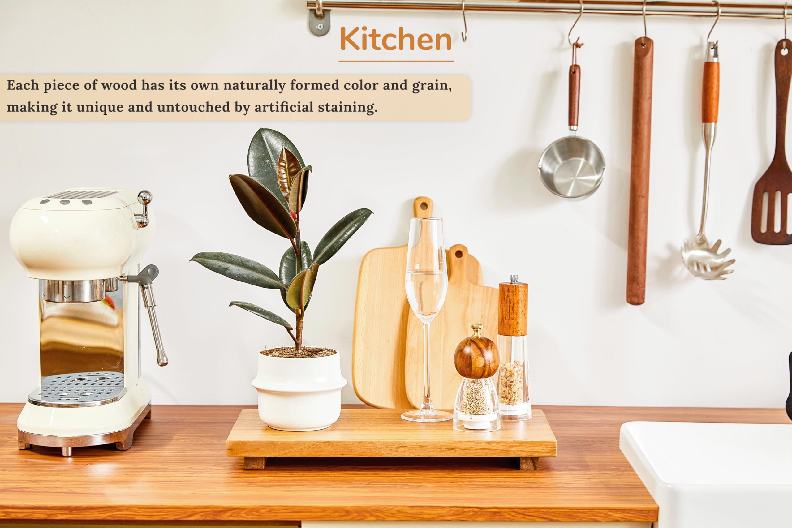 Zurklulu 16-inch riser on kitchen counter elevates trays and decor.