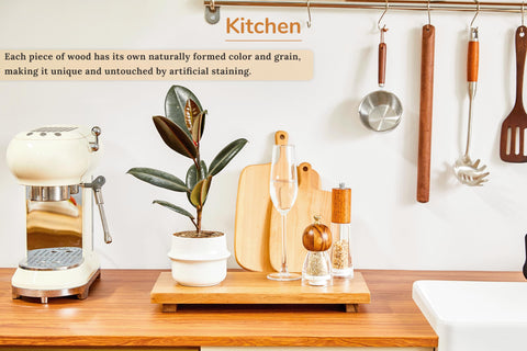 Zurklulu 16-inch riser on kitchen counter elevates trays and decor.