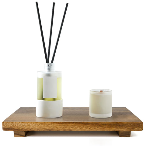 Zurklulu acacia wood riser pedestal, front view for stylish kitchen display