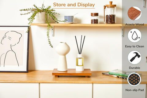 Zurklulu acacia wood riser side view for bathroom organization