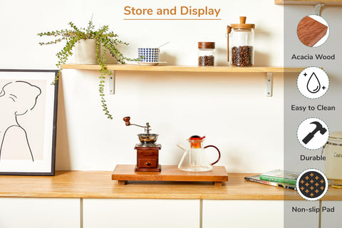 Zurklulu large acacia wood riser side profile highlights solid single-block construction.