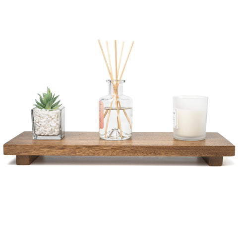 Zurklulu narrow 17-inch acacia wood riser display top showcases natural grain for elegant counters