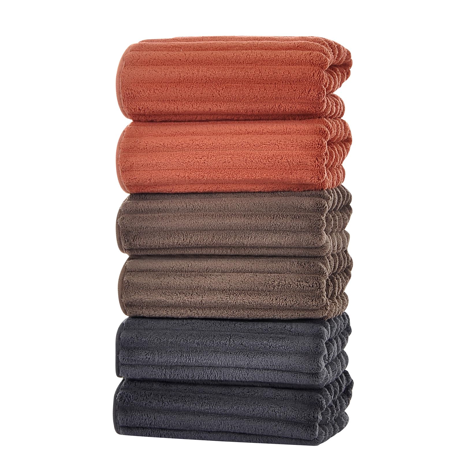 ZVH hand towels 6pc brick red display showing quick-dry performance for bathroom use