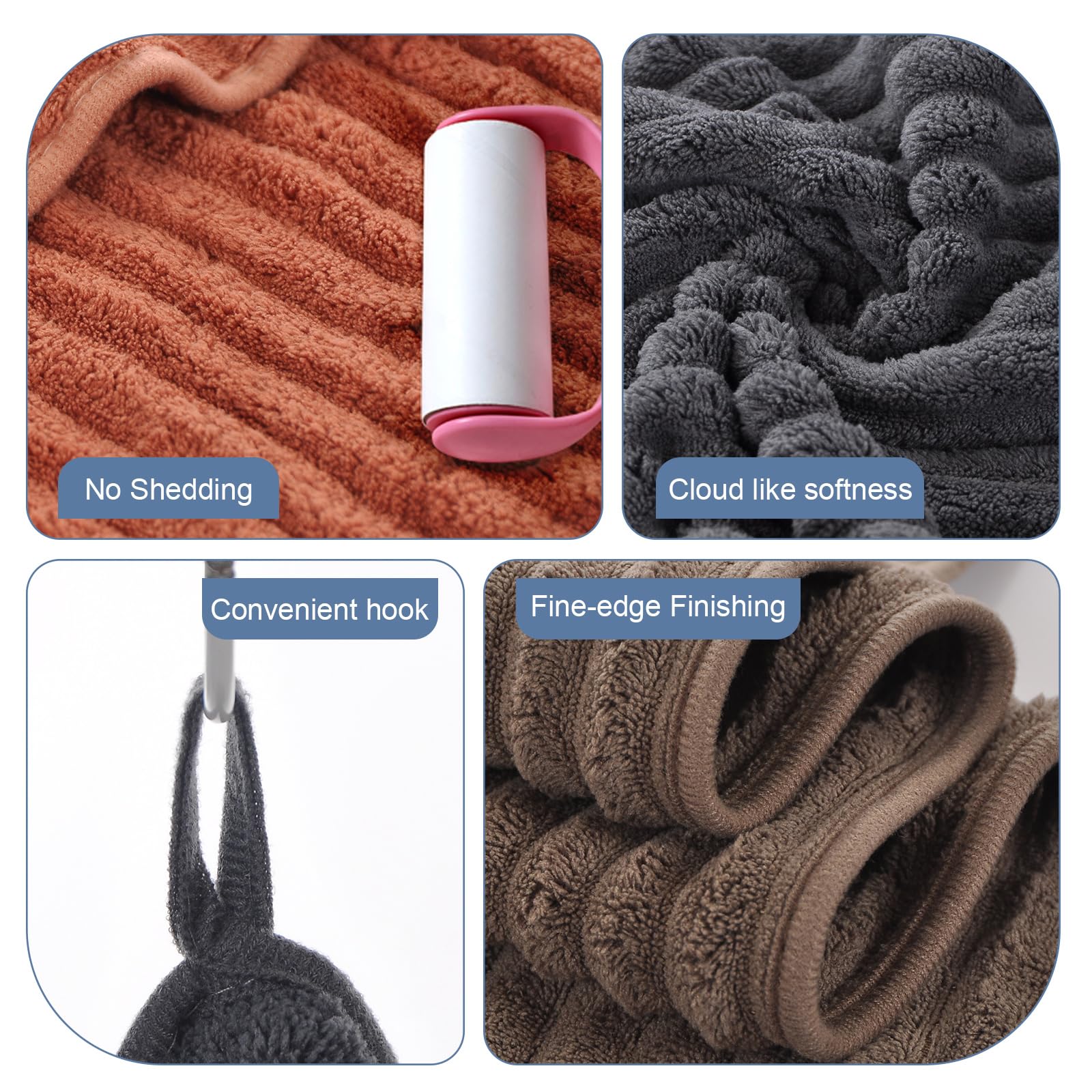 ZVH hand towels 6pc brown display featuring durable microfiber for lint-free hands