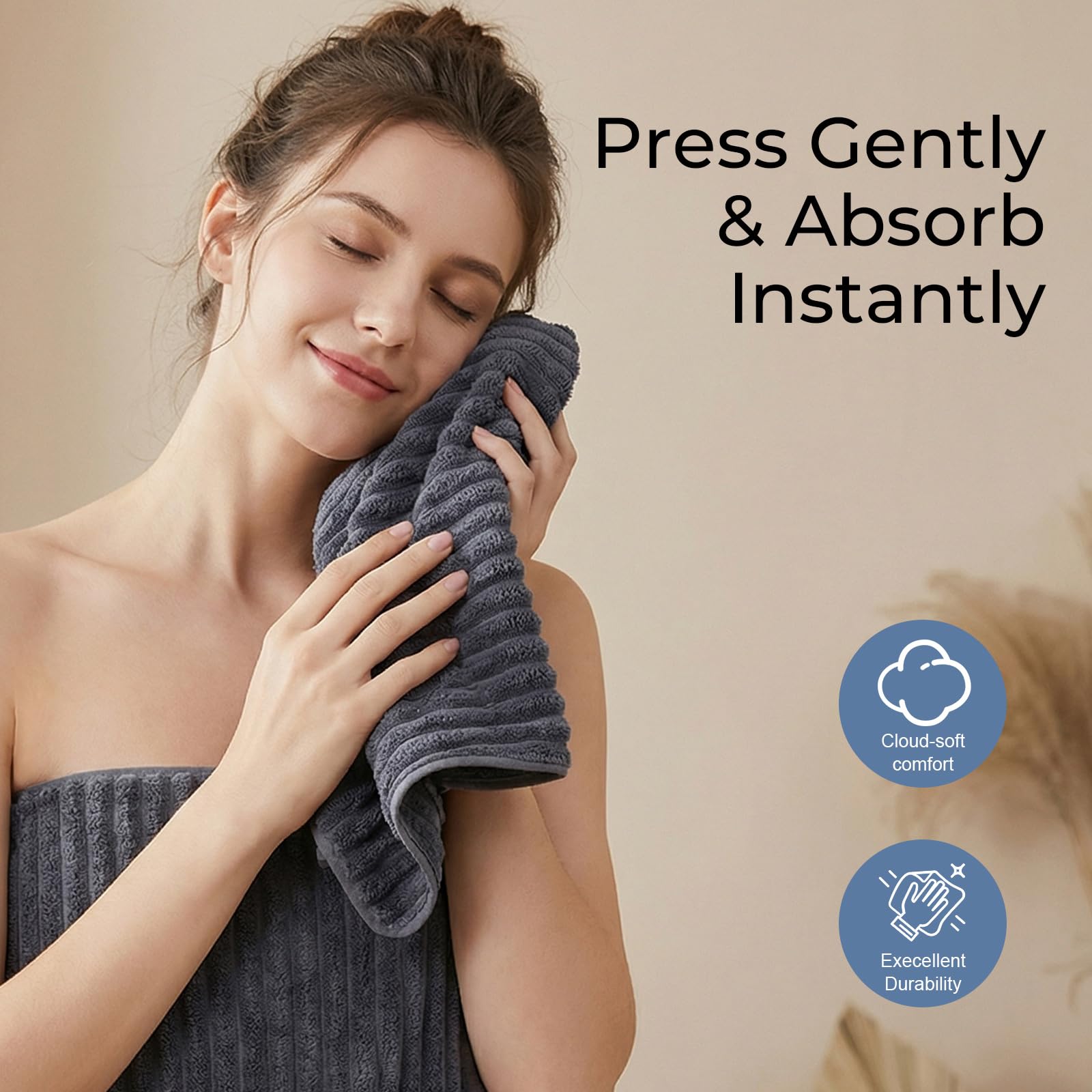 ZVH hand towels 6pc soft touch detail premium feel against skin