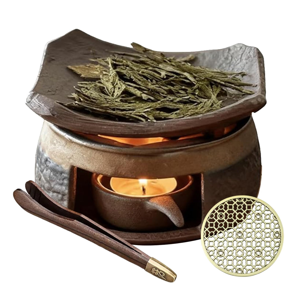 ZVthesea ceramic incense burner kit, close view for serene home atmosphere
