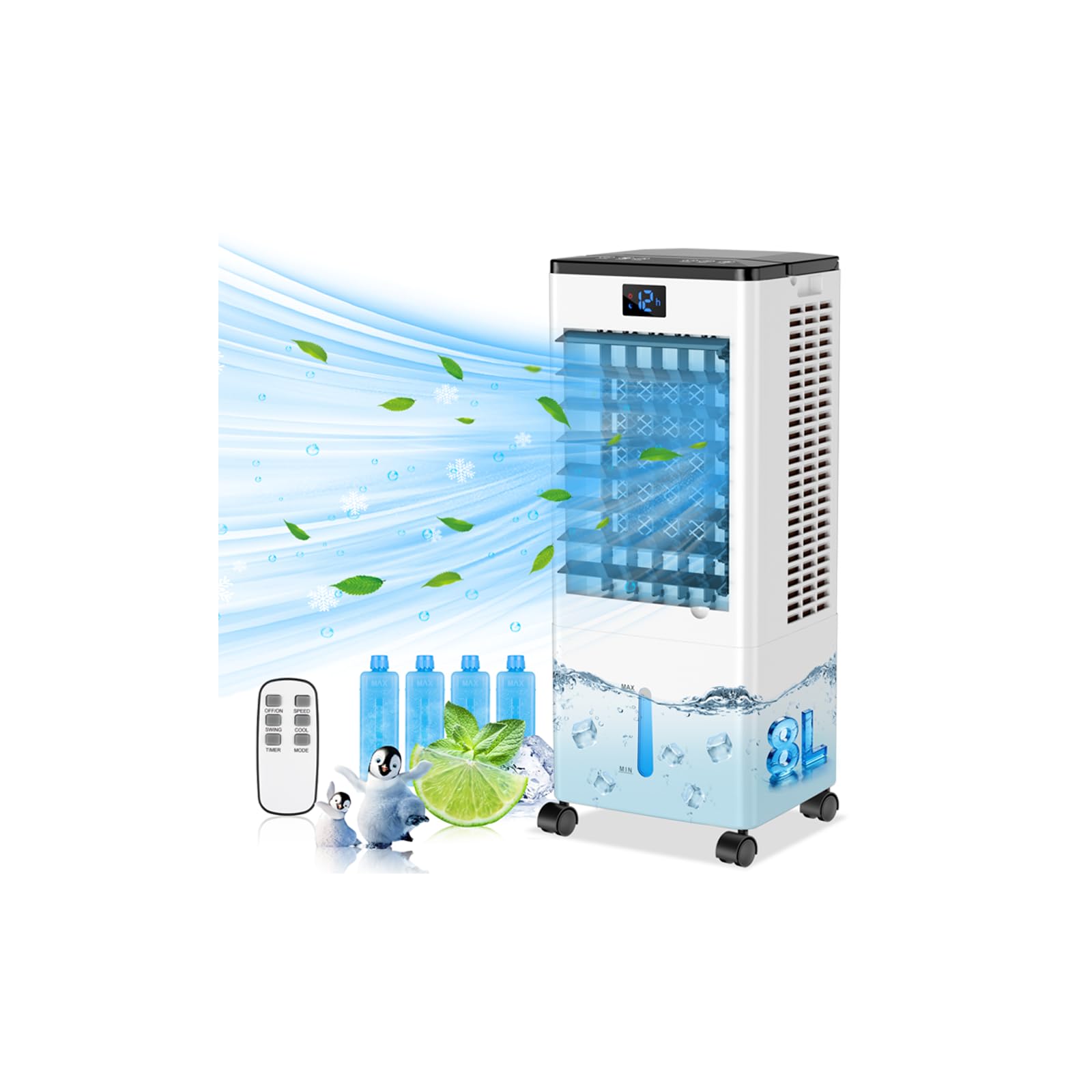 ZVVSXY portable AC 4-in-1 display for easy at-a-glance control and scheduling.