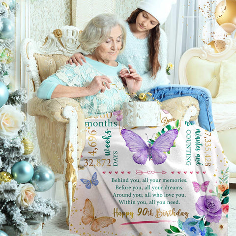 ZWERIVP 90th blanket with heart-warming text to express love
