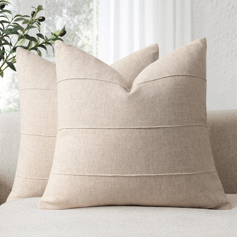 ZWJD decorative linen pillow cover fabric close-up, showing soft ramie-cotton texture and breathability.