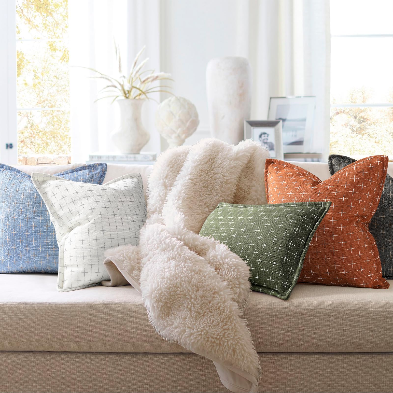 ZWJD Decorative throw pillow covers add warmth and texture to living rooms