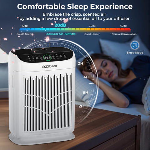 ZXBEER PM2.5 sensor display provides real-time air quality feedback.