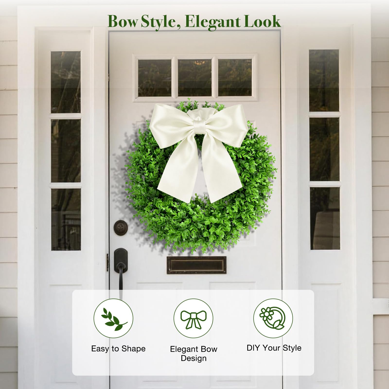Zyekqrue lifelike boxwood detail adds realistic depth to doorstep decor.